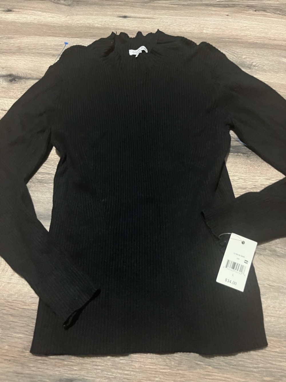 NWT Women's Ribbed Mock Neck Long-Sleeve Sweater - Black